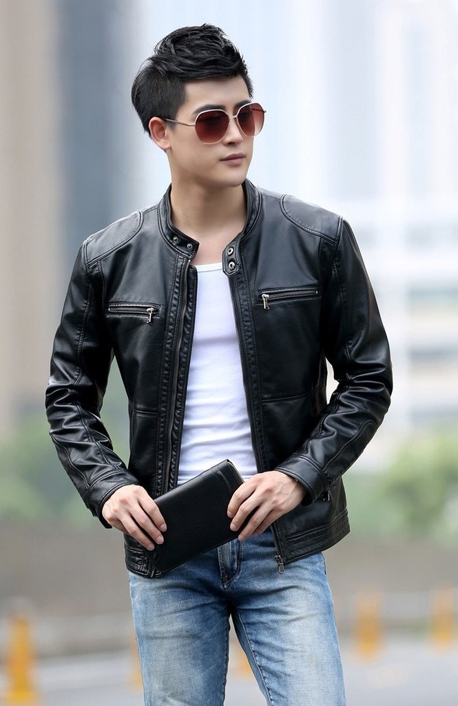Stand Collar Coats Leather Jackets