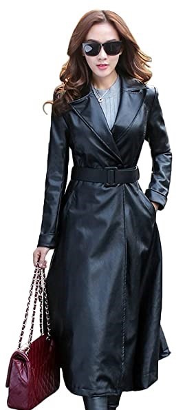 Women Long Full Length Leather Coat