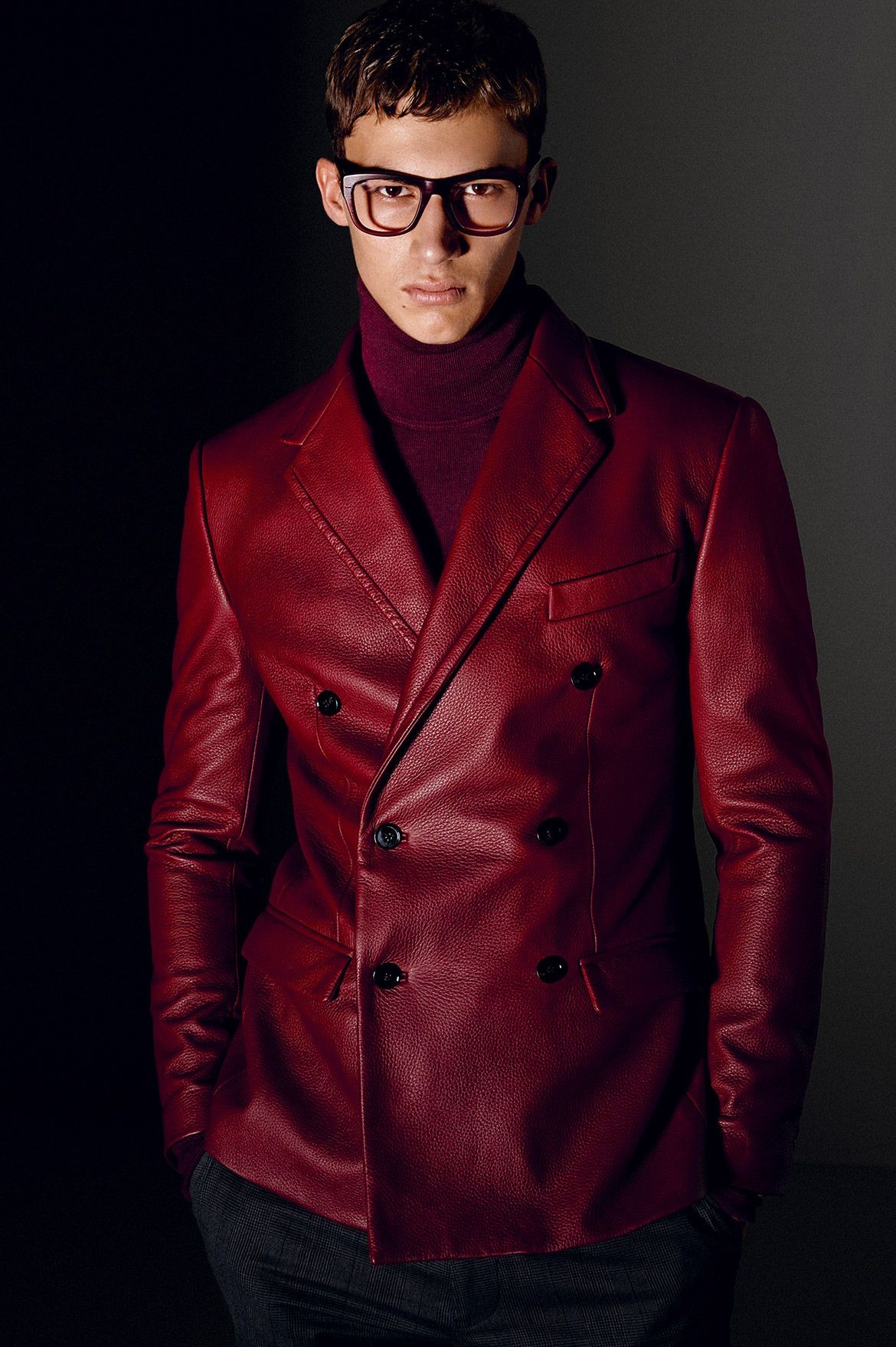 dark red leather jacket