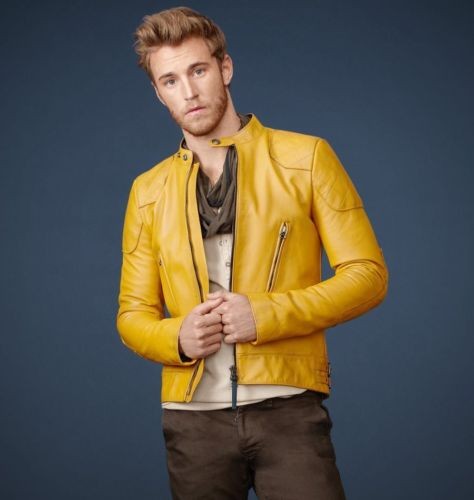 mustard yellow leather jacket